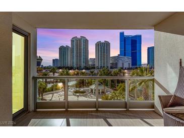 Stunning city views from a private balcony at 222 Karen Ave # 401, Las Vegas, NV 89109