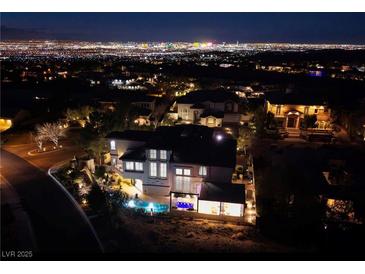 Luxury home with pool and stunning city views at night at 2 Yorkridge Ct, Henderson, NV 89052