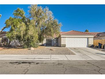 Single-story house with a two-car garage and mature landscaping at 5216 Leopard Spot Ct, North Las Vegas, NV 89031