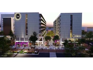 Modern apartment building with retail space and outdoor seating at 924 S First St # 510, Las Vegas, NV 89101
