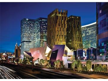 Luxury high-rise building at night, showcasing modern architecture and city views at 3726 Las Vegas Blvd # 2907, Las Vegas, NV 89158