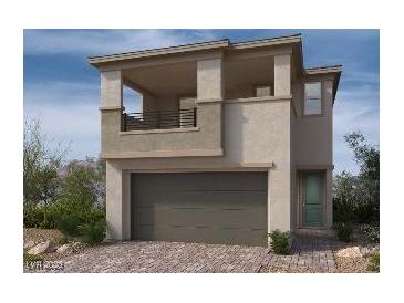 Two-story home with balcony and attached garage at 583 Preston Oak, Las Vegas, NV 89138