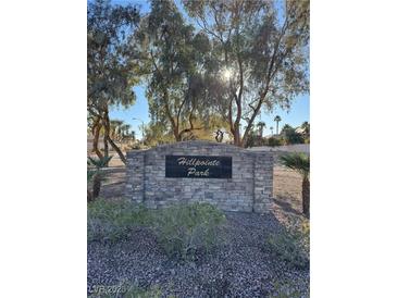 Hillpointe Park community entrance sign at 1762 Sunflower Ct, Henderson, NV 89074