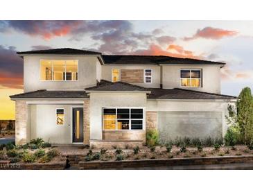 Two-story house with stone accents and landscaping at 10119 Sequoia Glen Ave, Las Vegas, NV 89166