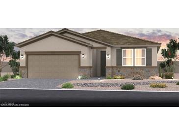 One-story house with a two-car garage and landscaped front yard at 4714 Tindra Ave # Lot 15, Las Vegas, NV 89121