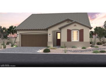 Beautiful single-story home with a two-car garage and desert landscaping at 121 Castanet Ln # Lot 188, Henderson, NV 89011