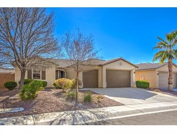 Charming single-story home with a well-maintained lawn and a two-car garage at 5891 Alfano Ave, Pahrump, NV 89061