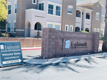 Welcoming Esplanade Condos and Townhomes with contact information displayed on a sign at 8777 W Maule Ave # 2167, Las Vegas, NV 89148