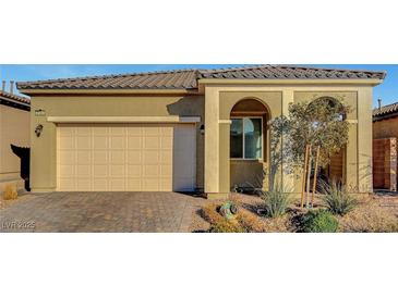 Charming single-story home with a two-car garage and desert landscaping at 8144 Skye Dragon St, Las Vegas, NV 89166