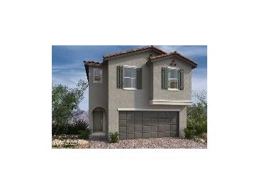 Charming two-story home featuring gray stucco, a two-car garage, and well-placed windows at 6598 Tumoulin St, Las Vegas, NV 89148