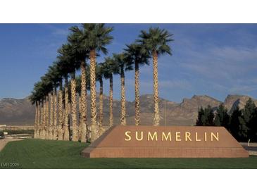 Summerlin community sign with palm trees and mountain views at 85 Alerion St, Las Vegas, NV 89138