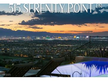 Enjoy this pool with a spectacular Las Vegas city view at 515 Serenity Point Dr at 515 Serenity Point Dr, Henderson, NV 89012