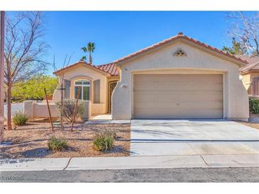 Charming single-story home features a two-car garage and low maintenance desert landscaping at 3685 Australian Cloud Dr, Las Vegas, NV 89135