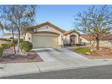 Charming single-story home featuring a two-car garage and desert landscaping at 9920 Netherton Dr, Las Vegas, NV 89134