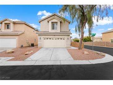 Inviting two-story home with a well-maintained front yard and a convenient two-car garage at 6429 Pronghorn Ridge Ave, Las Vegas, NV 89122