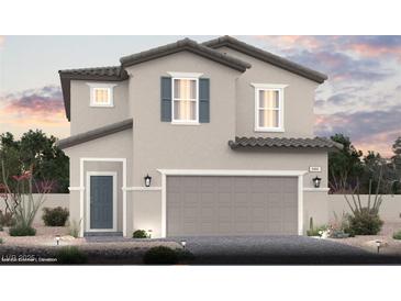 Charming two-story home featuring a modern color scheme, a two car garage and desert landscaping at 5180 Hisopo St # Lot 24, Las Vegas, NV 89122