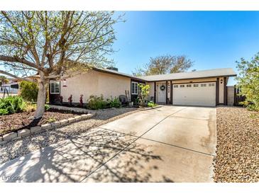 Charming single-story home featuring a well-maintained front yard and a spacious driveway leading to a two-car garage at 432 Bottle Brush Way, Henderson, NV 89015