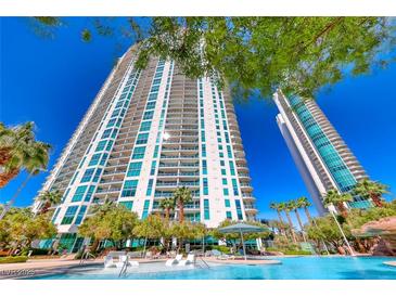 Luxury high-rise with turquoise-tinted windows overlooking pool and resort-style amenities at 222 Karen Ave # 3908, Las Vegas, NV 89109