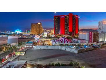 Breathtaking city view at dusk, showcasing iconic Las Vegas hotels and casinos along the vibrant skyline at 2700 Las Vegas Blvd # 1301, Las Vegas, NV 89109