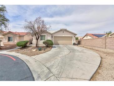 Single story home with a two car garage and a large driveway at 6133 Alderley Ct, North Las Vegas, NV 89081