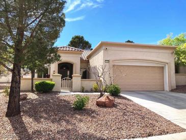 Charming single-story home featuring desert landscaping and a two-car garage at 11031 Mission Lakes Ave, Las Vegas, NV 89134