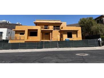 New construction home with wood framing, showcasing modern design elements at 1764 Amarone Way, Henderson, NV 89012