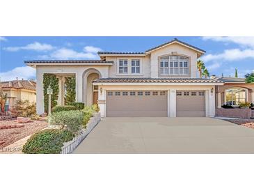 Charming two-story home with a two-car garage and well-manicured landscaping at 3755 Broadmead St, Las Vegas, NV 89147