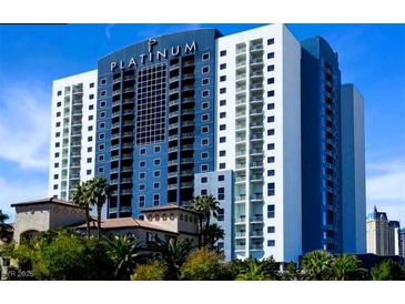 Striking exterior view of a high-rise building with modern architectural design at 211 E Flamingo Rd # 1012, Las Vegas, NV 89169