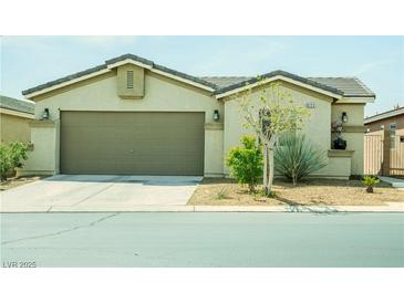 Charming single-story home with a well-manicured lawn and attached two-car garage at 8223 Buffalo Ranch Ave, Las Vegas, NV 89147