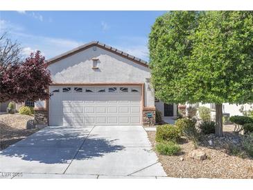 Charming single-story home featuring a well-maintained front yard and a two-car garage in a residential neighborhood at 2421 Gamma Ray Pl, Henderson, NV 89044