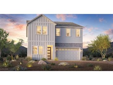 Charming two-story home with modern farmhouse design, neutral tones, and well-maintained landscaping at 10326 Scalata Ave, Las Vegas, NV 89166