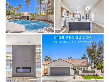 Beautiful single-story home in Las Vegas with a well-manicured front yard at 5436 Red Sun Dr, Las Vegas, NV 89149
