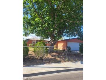 Charming single-story home featuring a large tree, well-maintained landscaping, and a fenced yard at 5317 Holmby Ave, Las Vegas, NV 89146