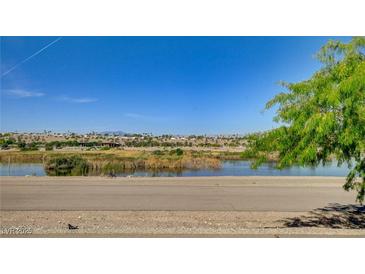 Picturesque lake view with lush vegetation and a tranquil atmosphere, enhanced by a clear blue sky at 139 Fulgora St, Henderson, NV 89074
