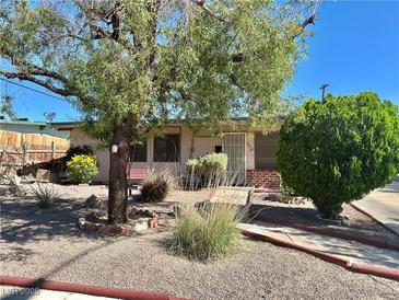 Charming single-story home featuring a secure screen door, mature landscaping, and a welcoming front yard at 4420 Avondale Ave, Las Vegas, NV 89121