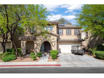 Charming two-story home with well-manicured landscaping and a two-car garage, located in a quiet neighborhood at 3367 Popcorn Flower St, Las Vegas, NV 89117
