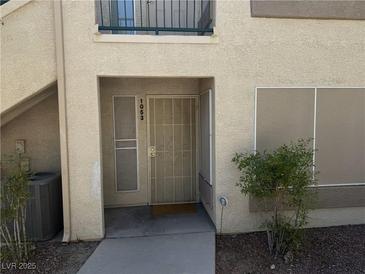 Inviting front entrance to this unit featuring a screen door, secure access, and easy access to the community at 5710 E Tropicana Ave # 1053, Las Vegas, NV 89122