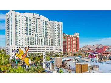 Inspiring cityscape view featuring hotels and an illuminated horse statue at 150 Las Vegas Blvd # 1606, Las Vegas, NV 89101