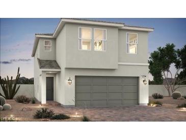Two-story home featuring a two-car garage and modern architectural style at 8148 Rockflower St, Las Vegas, NV 89113