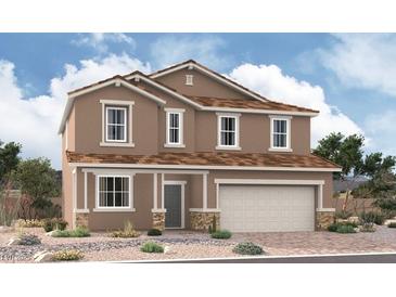 Charming two-story home with a two car garage, desert landscaping, and neutral color palette at 9836 Blazek Bluff Ave, Las Vegas, NV 89178
