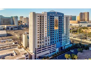 Striking exterior view of the Platinum Hotel and Spa with a vibrant city view at 211 E Flamingo Rd # 1617, Las Vegas, NV 89169