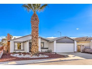 Charming single-story home features a xeriscaped yard and attached two-car garage at 6553 Baywood Ave, Las Vegas, NV 89103
