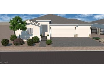 Charming single story home featuring a three car garage, modern design and beautiful landscaping at 6945 Unicorn Street, Las Vegas, NV 89131