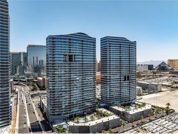 Stunning view of the modern high-rise buildings in the city with unique architecture at 4575 Dean Martin Dr # 304, Las Vegas, NV 89103