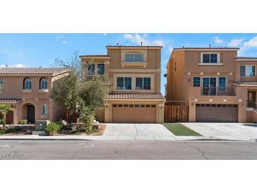 Charming two-story home with a two-car garage, desert landscaping, and neutral exterior paint at 6019 Sonoma Station Ave, Las Vegas, NV 89139