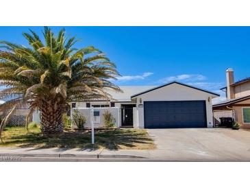 Charming single-story home with a well-maintained yard and a beautiful palm tree in front at 836 Cherry Dr, Henderson, NV 89002