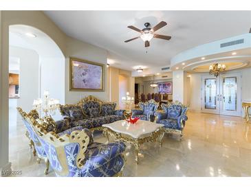 Formal living room boasting luxurious seating, elegant lighting and marble flooring at 9101 Alta Dr # 301, Las Vegas, NV 89145