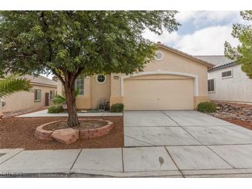 Charming single-story home with a well-maintained lawn and a two-car garage at 10243 Songsparrow Ct, Las Vegas, NV 89135