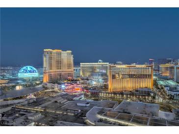 Stunning nighttime view of the Las Vegas strip showcasing the city's vibrant lights and iconic buildings at 2000 Fashion Show Dr # 4105-4106, Las Vegas, NV 89109