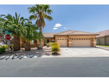 Charming single-story home with a three-car garage, mature landscaping, and desert landscaping at 1453 Doggett Ave, Las Vegas, NV 89123